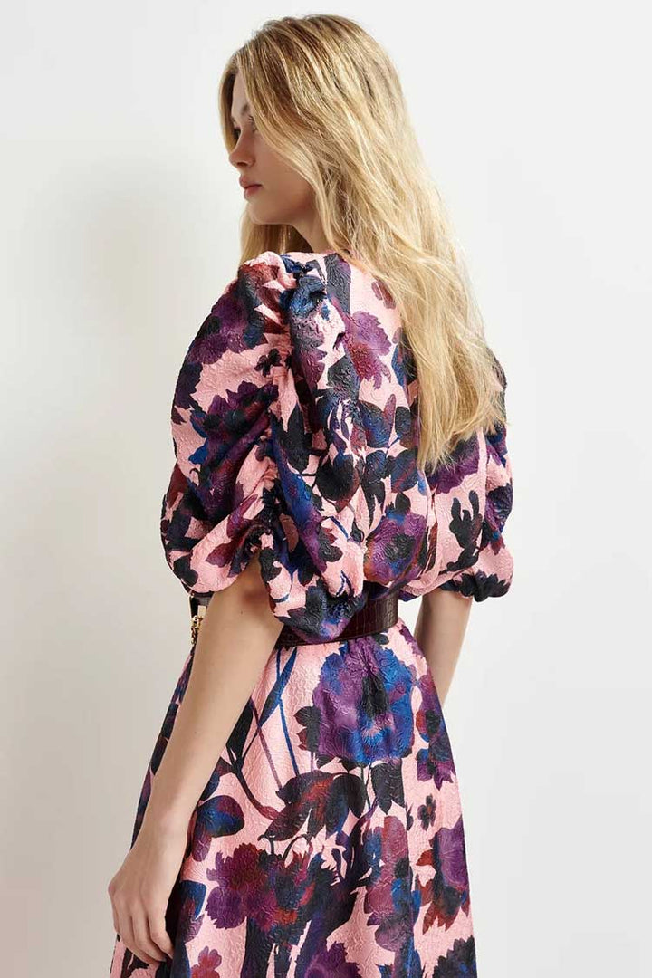 Henrietta Jacquard Top with Voluminous Sleeves