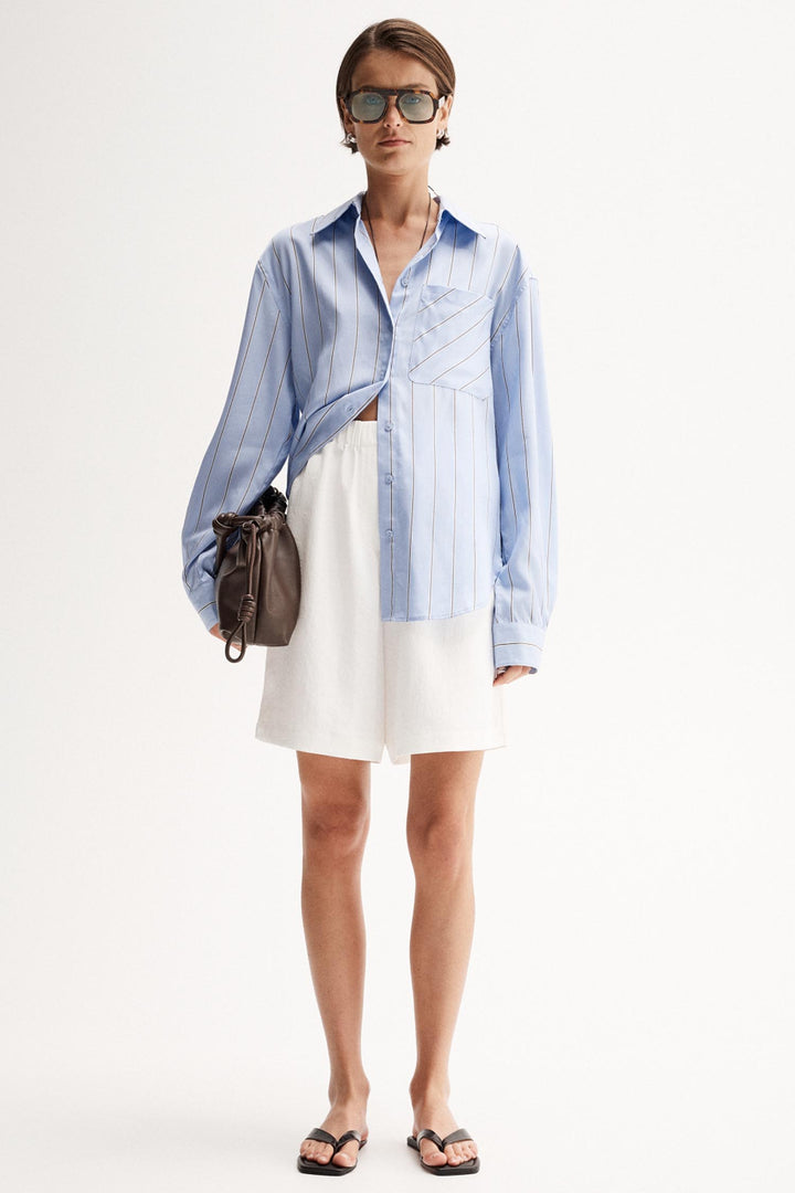 Henry Stripe Shirt in Blue Stripe