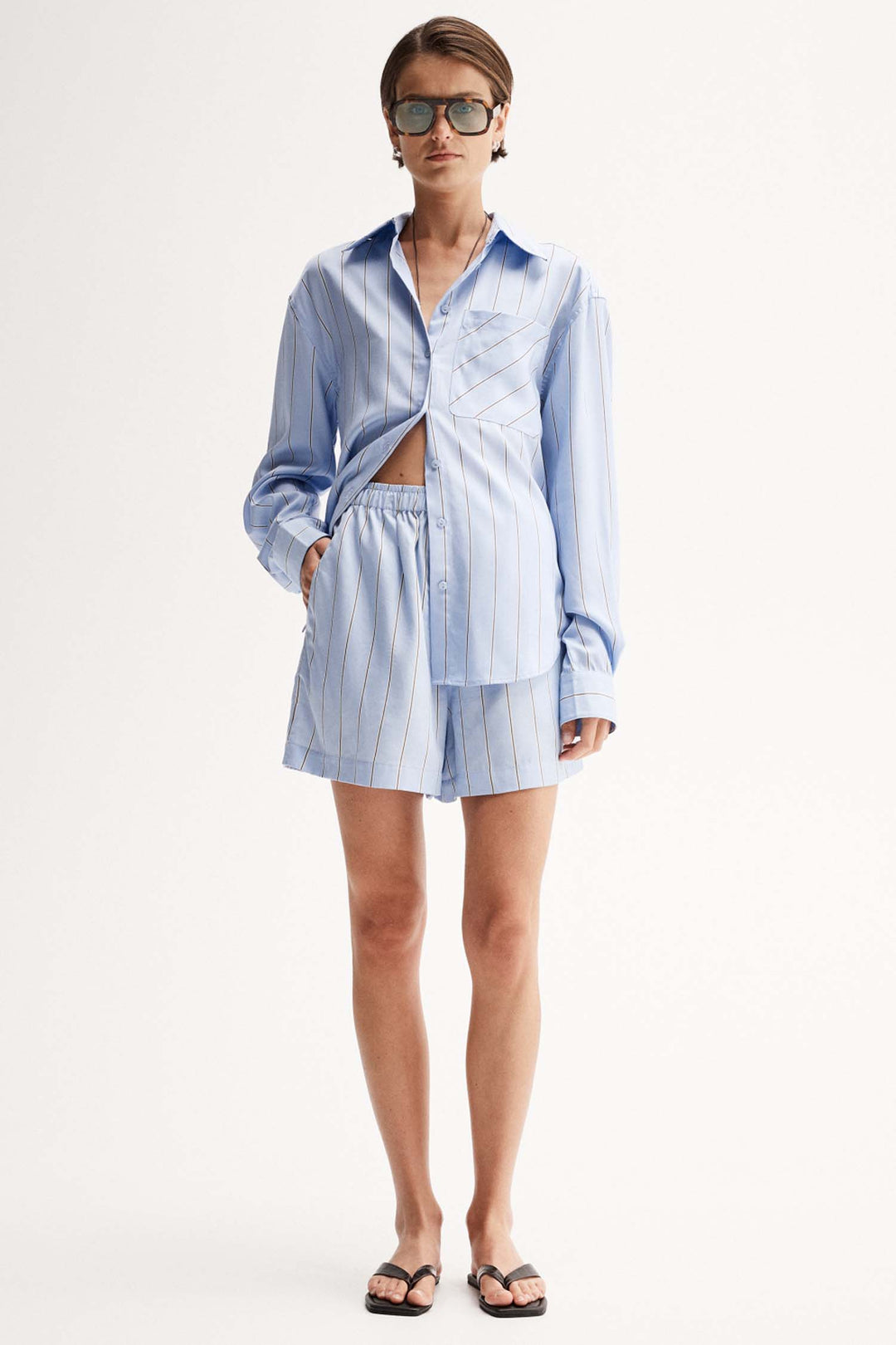 Henry Stripe Shirt in Blue Stripe
