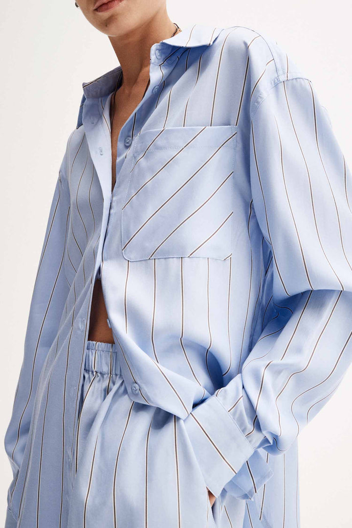 Henry Stripe Shirt in Blue Stripe