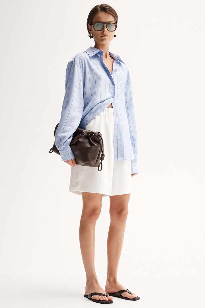 Henry Stripe Shirt in Blue Stripe