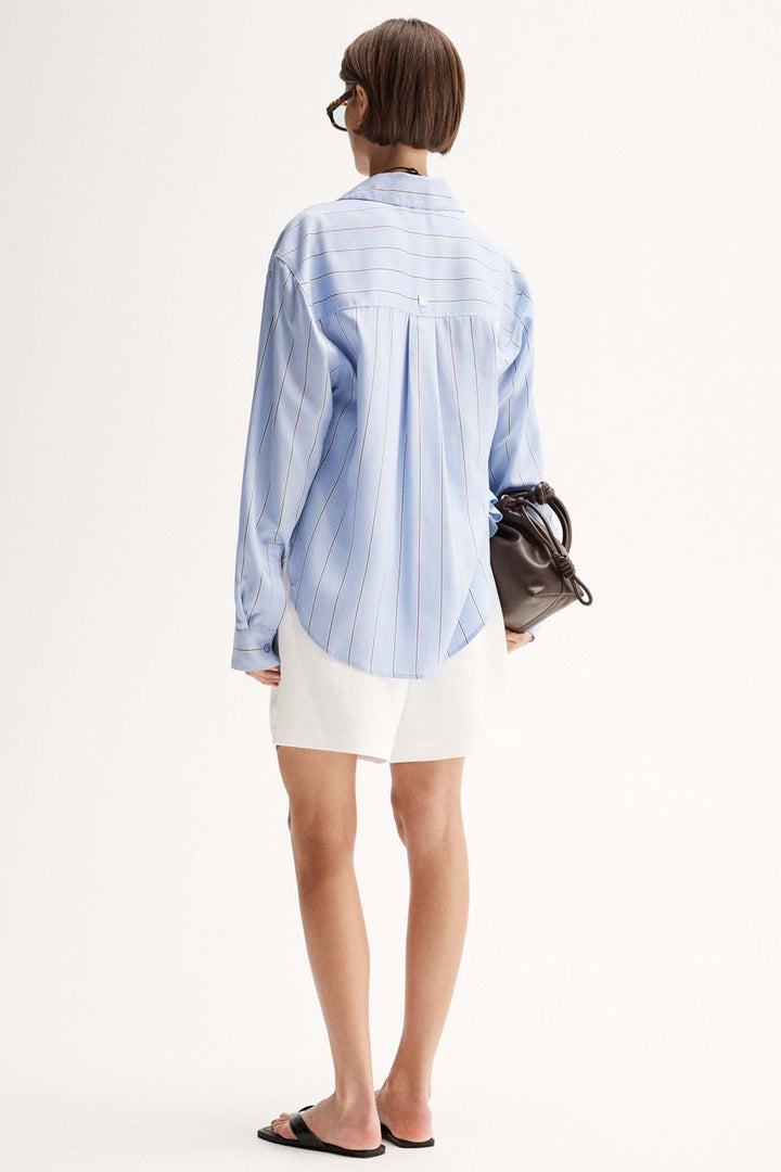 Henry Stripe Shirt in Blue Stripe