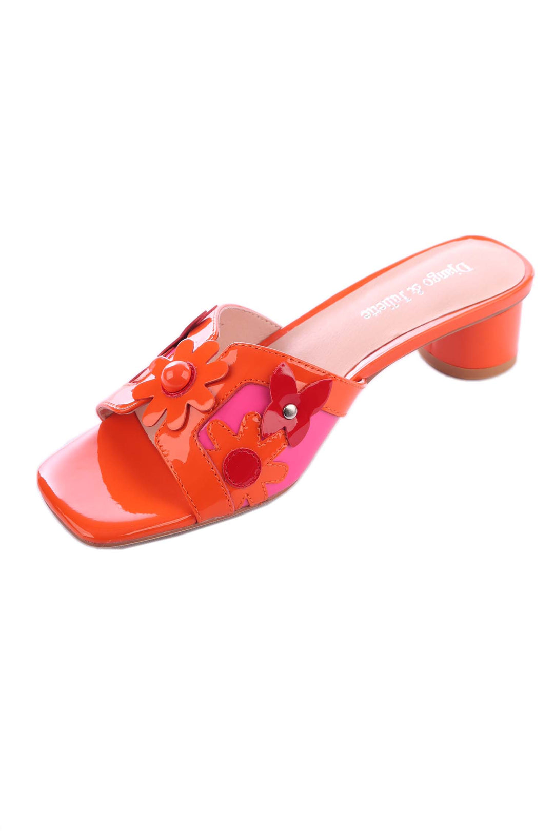 Hetti Patent Leather Sandals in Orange Pink
