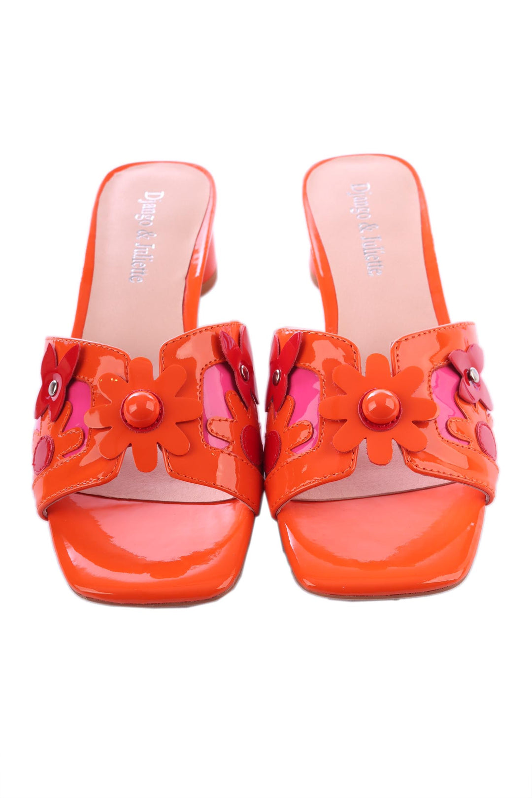 Hetti Patent Leather Sandals in Orange Pink