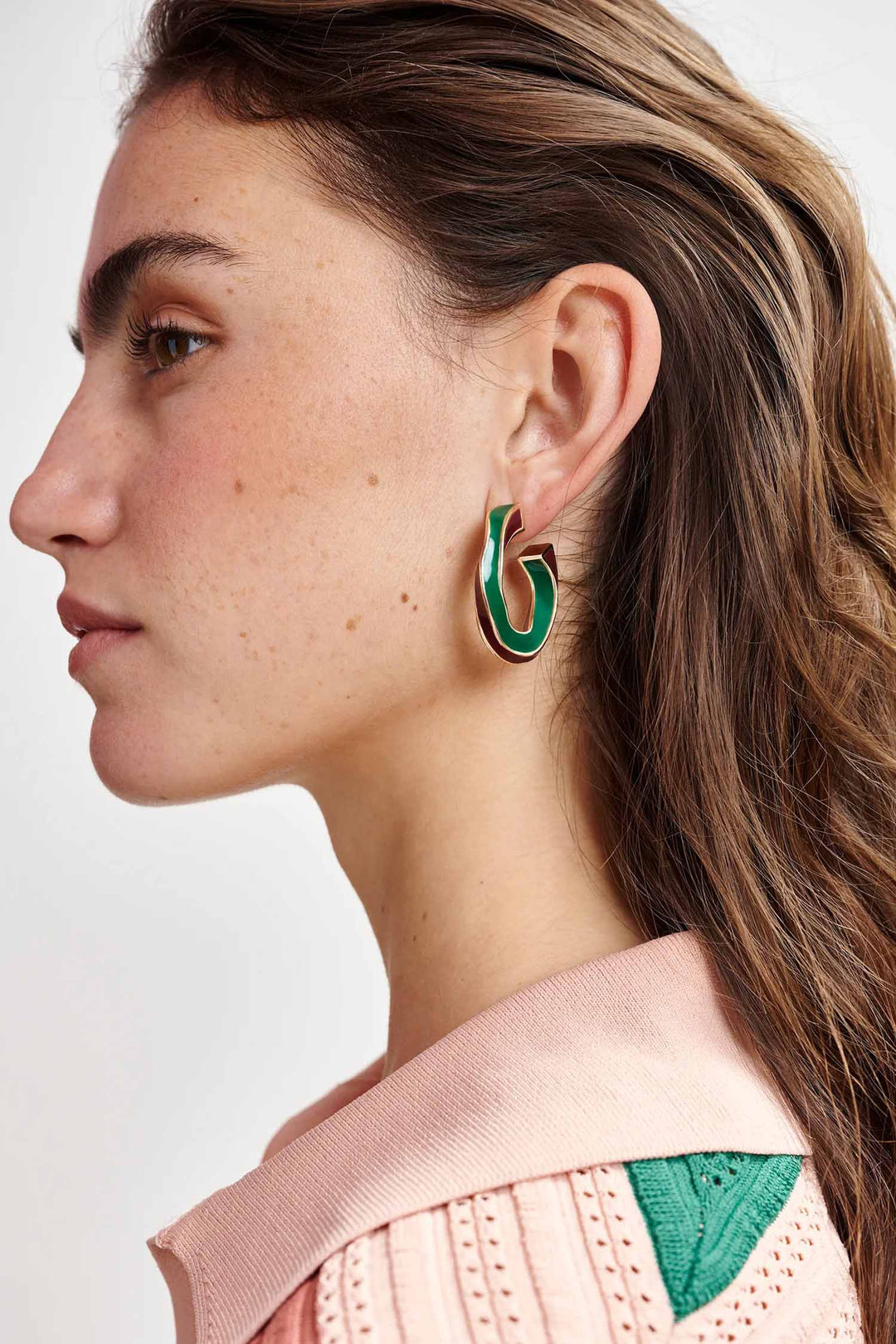 Hicolor Twisted Bicolour Earrings in Praline