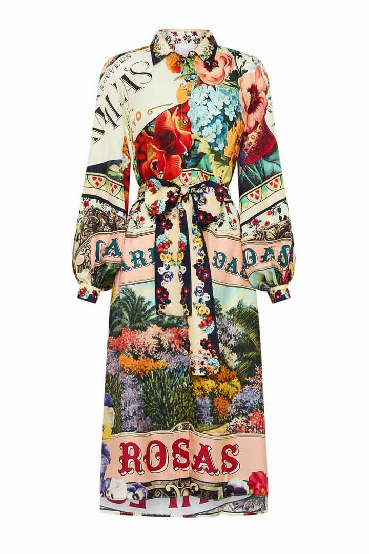 High Low Midi Shirtdress in Aromatic Amor