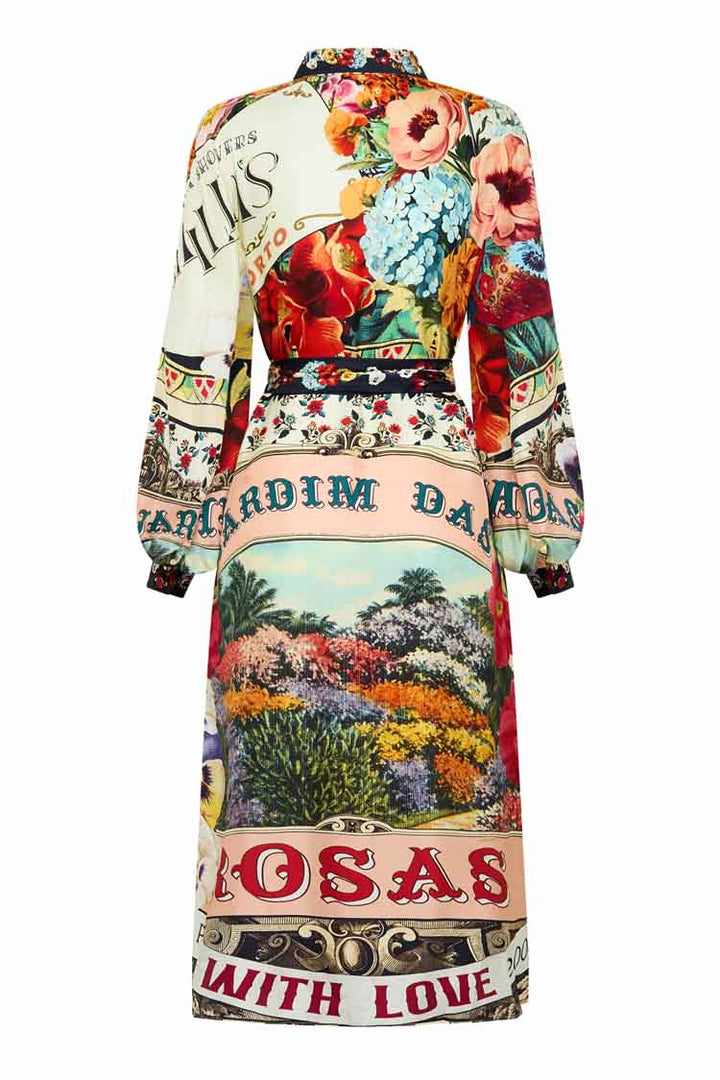High Low Midi Shirtdress in Aromatic Amor