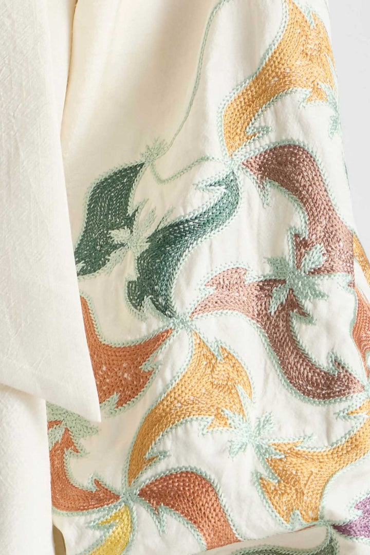 High Neck Tie Billow Blouse in Framed