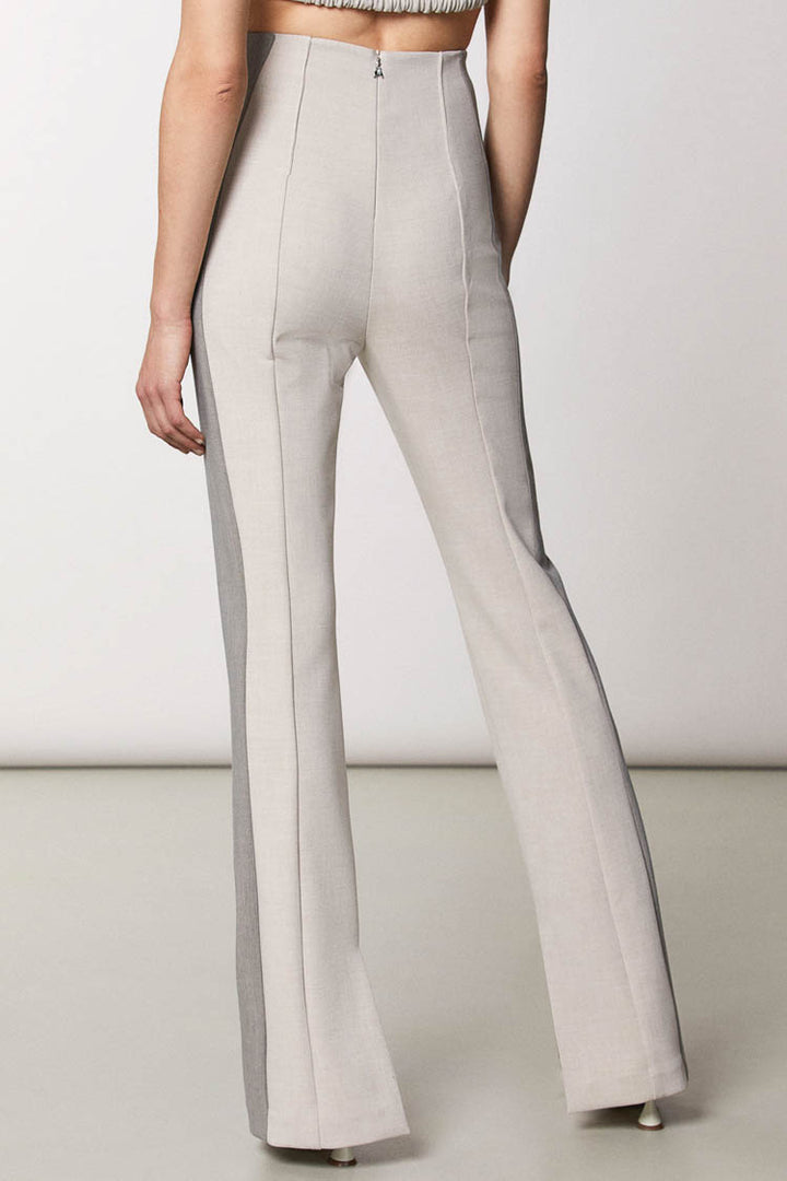 High Waisted Colourblock Slim Trouser in Natural Mix