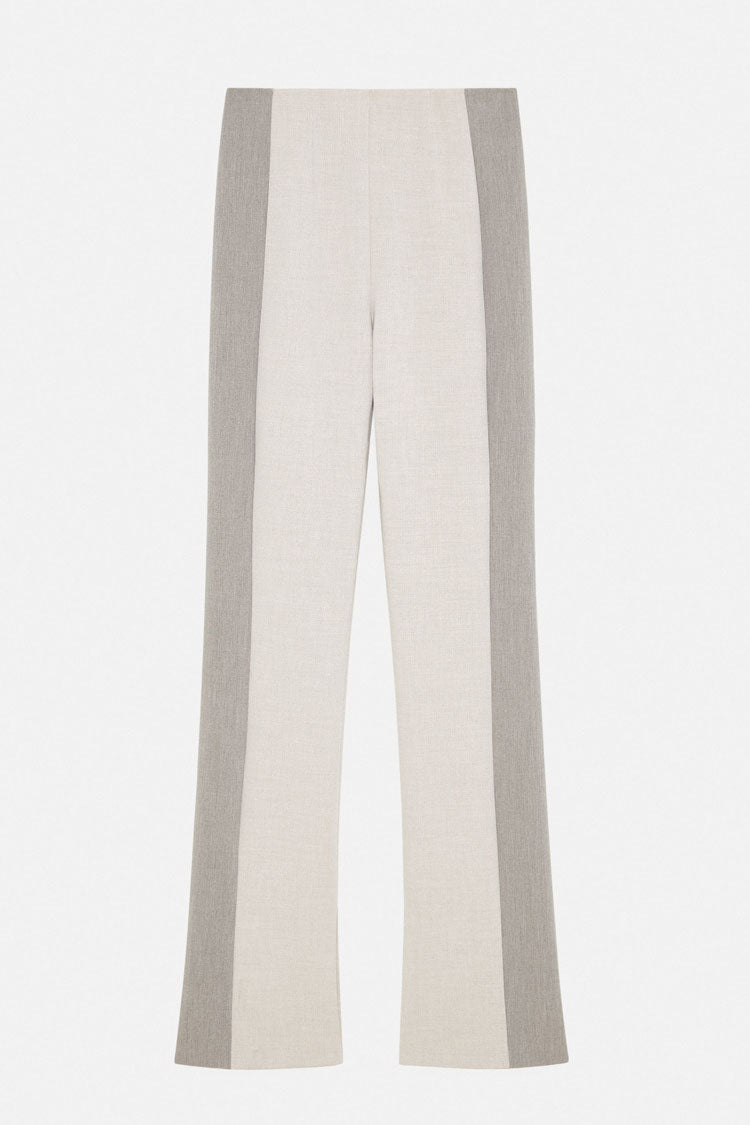 High Waisted Colourblock Slim Trouser in Natural Mix