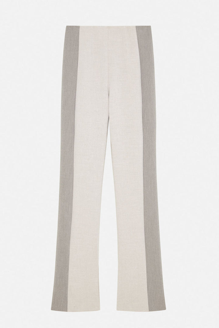 High Waisted Colourblock Slim Trouser in Natural Mix