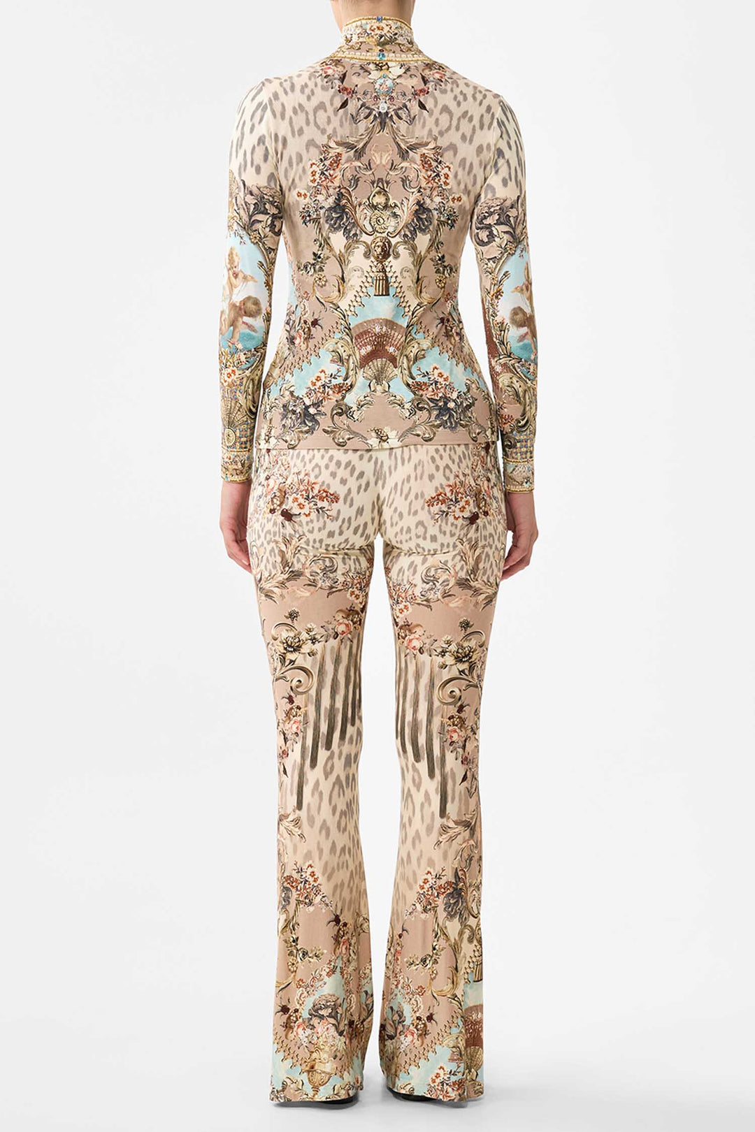 High Waisted Flared Trouser in Aranjuez Animalia