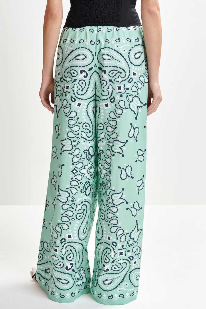Hintwerpen Bandana Print Wide Leg Pants in Turquoise