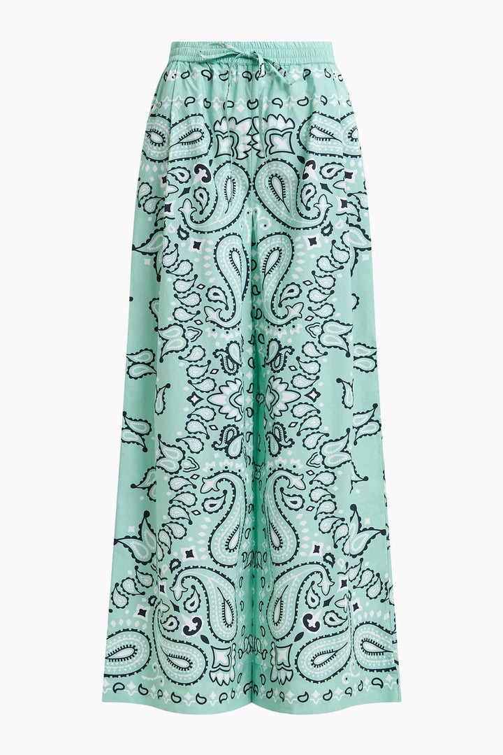 Hintwerpen Bandana Print Wide Leg Pants in Turquoise