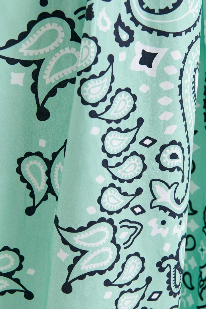 Hintwerpen Bandana Print Wide Leg Pants in Turquoise