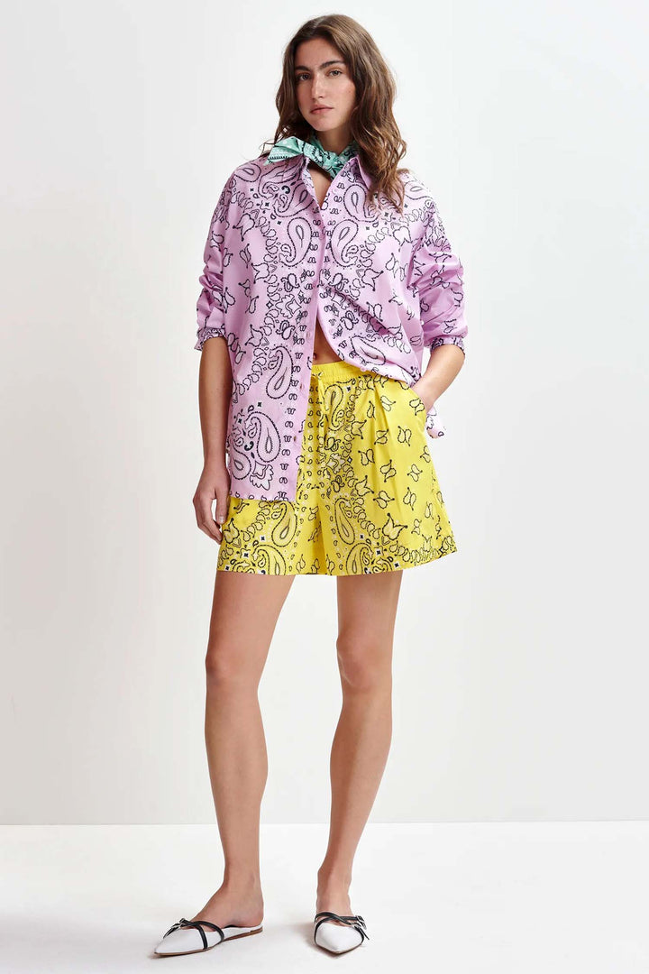 Histende Bandana Print oversized Shirt in Pure Pink