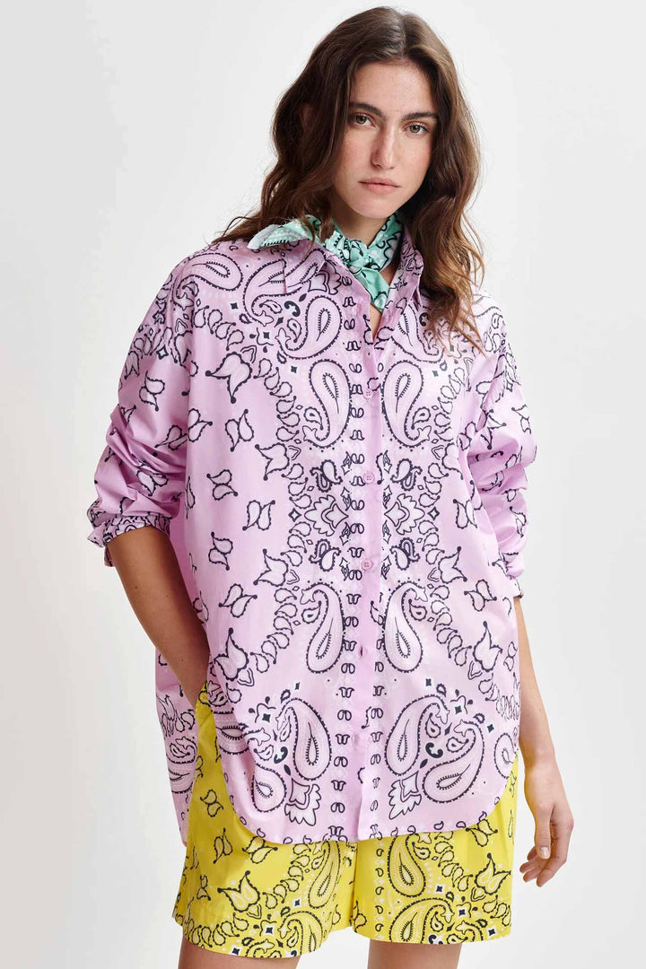 Histende Bandana Print oversized Shirt in Pure Pink