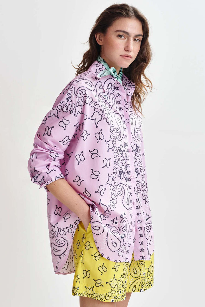 Histende Bandana Print oversized Shirt in Pure Pink