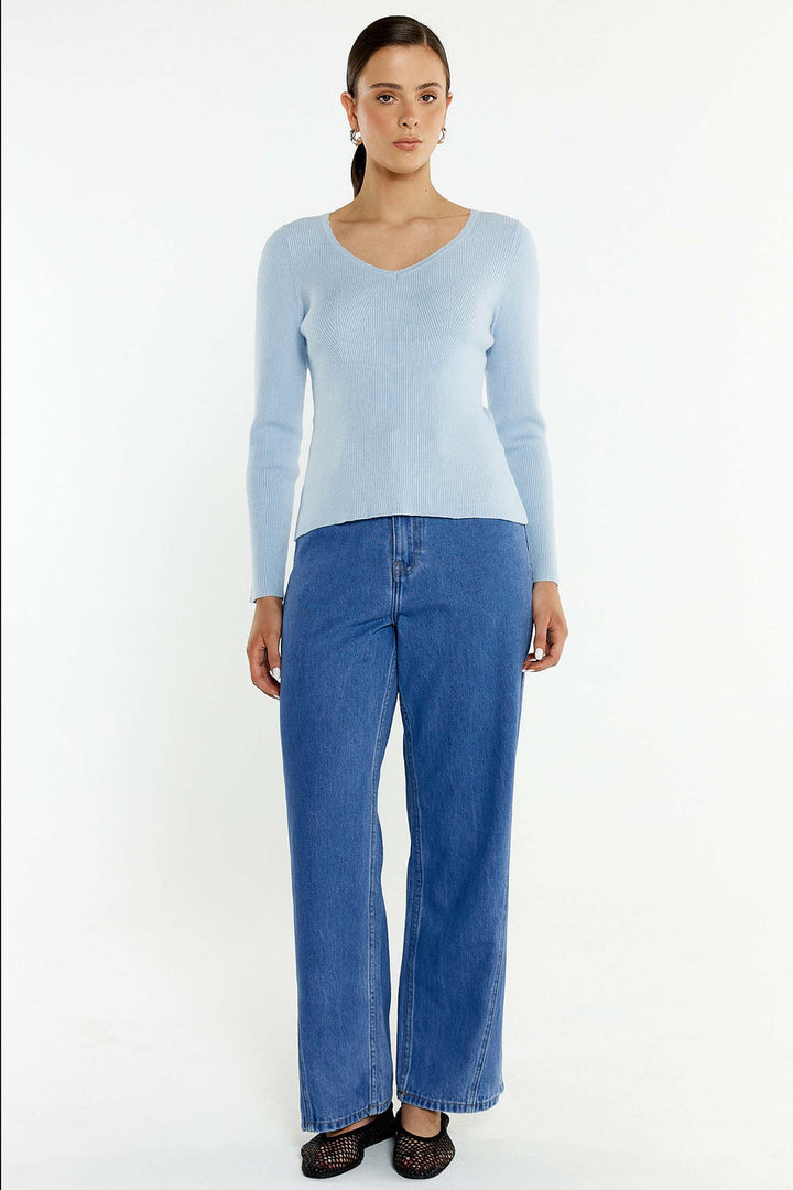 Hope Trim Knit Top in Seafoam