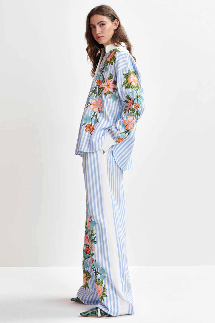 Hotswolds Striped Oversized Shirt w Embroideries