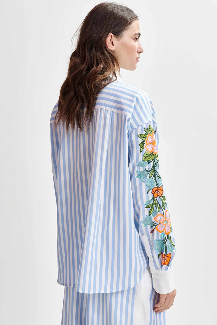 Hotswolds Striped Oversized Shirt w Embroideries
