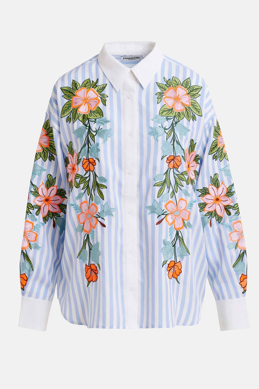 Hotswolds Striped Oversized Shirt w Embroideries