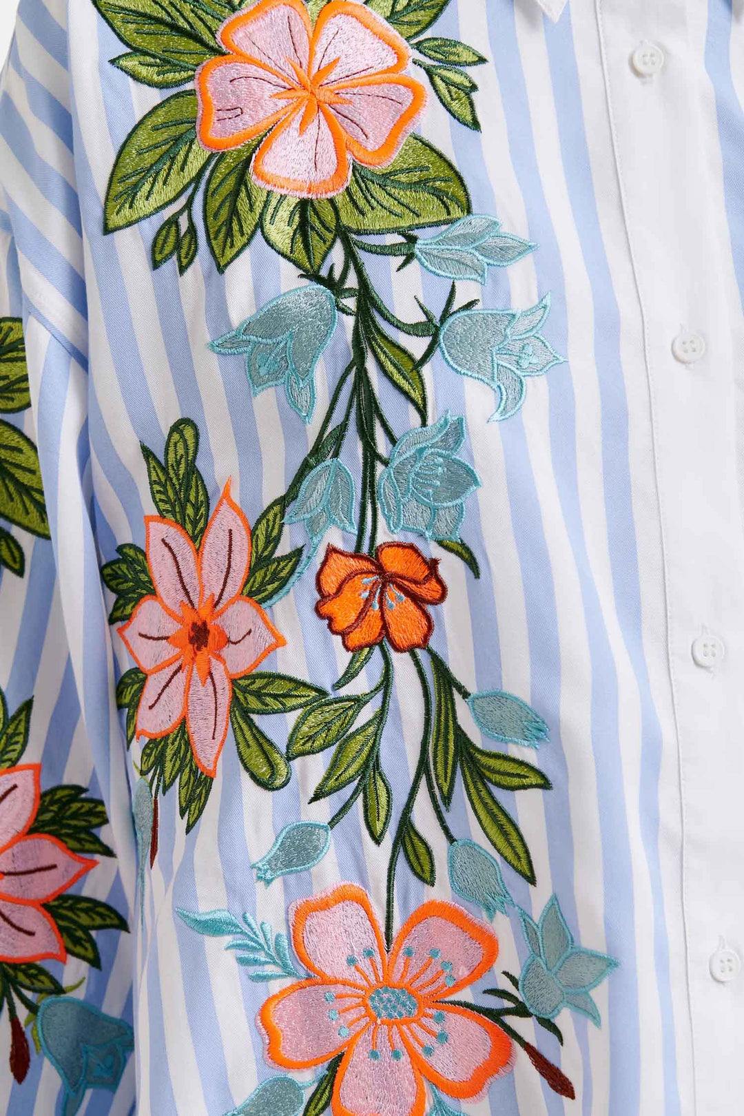 Hotswolds Striped Oversized Shirt w Embroideries
