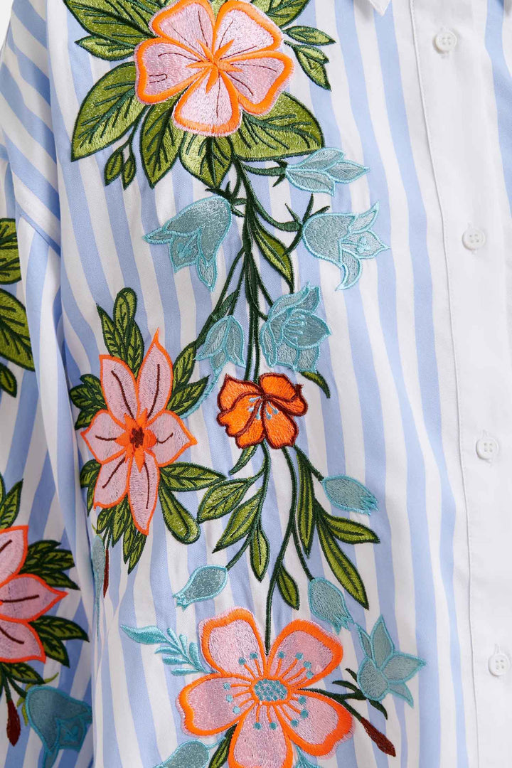 Hotswolds Striped Oversized Shirt w Embroideries