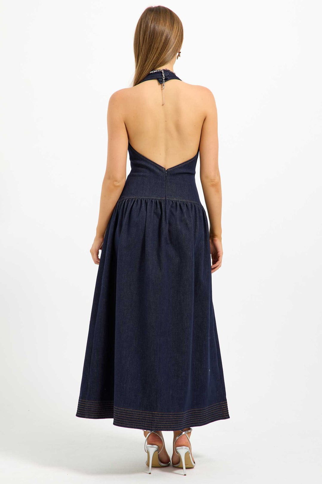 Hudson Denim Halter Midi Dress in Indigo