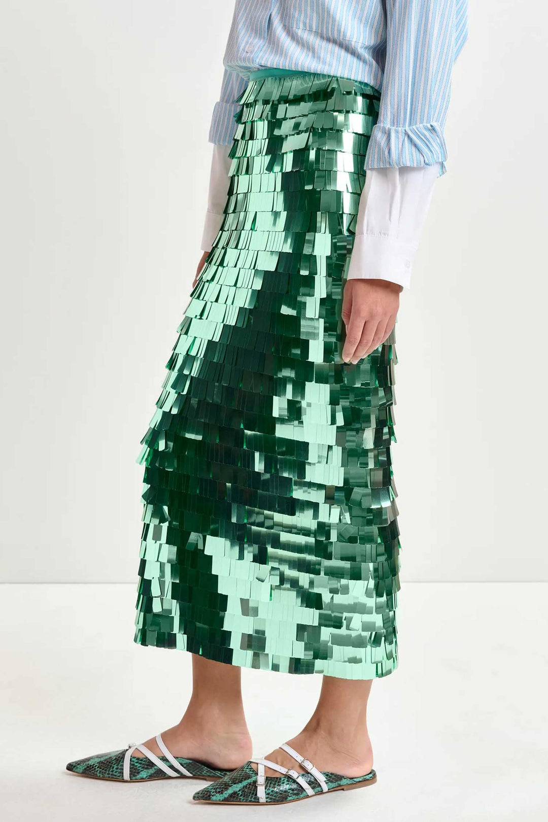 Ihoed Sequin Pencil Skirt in Aqua Azul