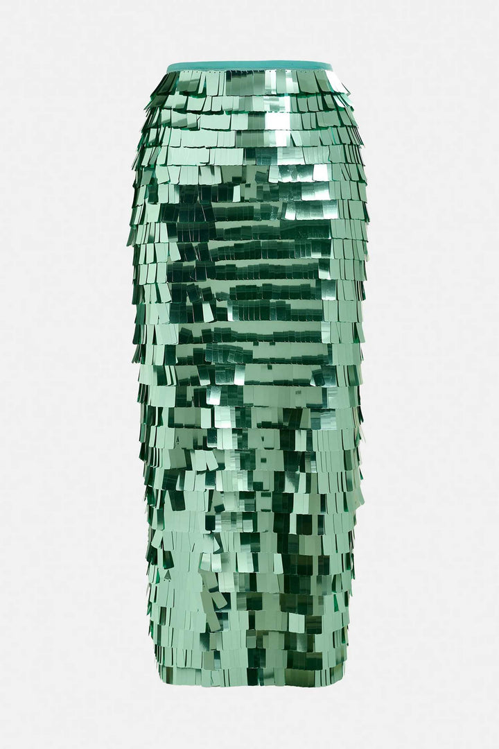 Ihoed Sequin Pencil Skirt in Aqua Azul