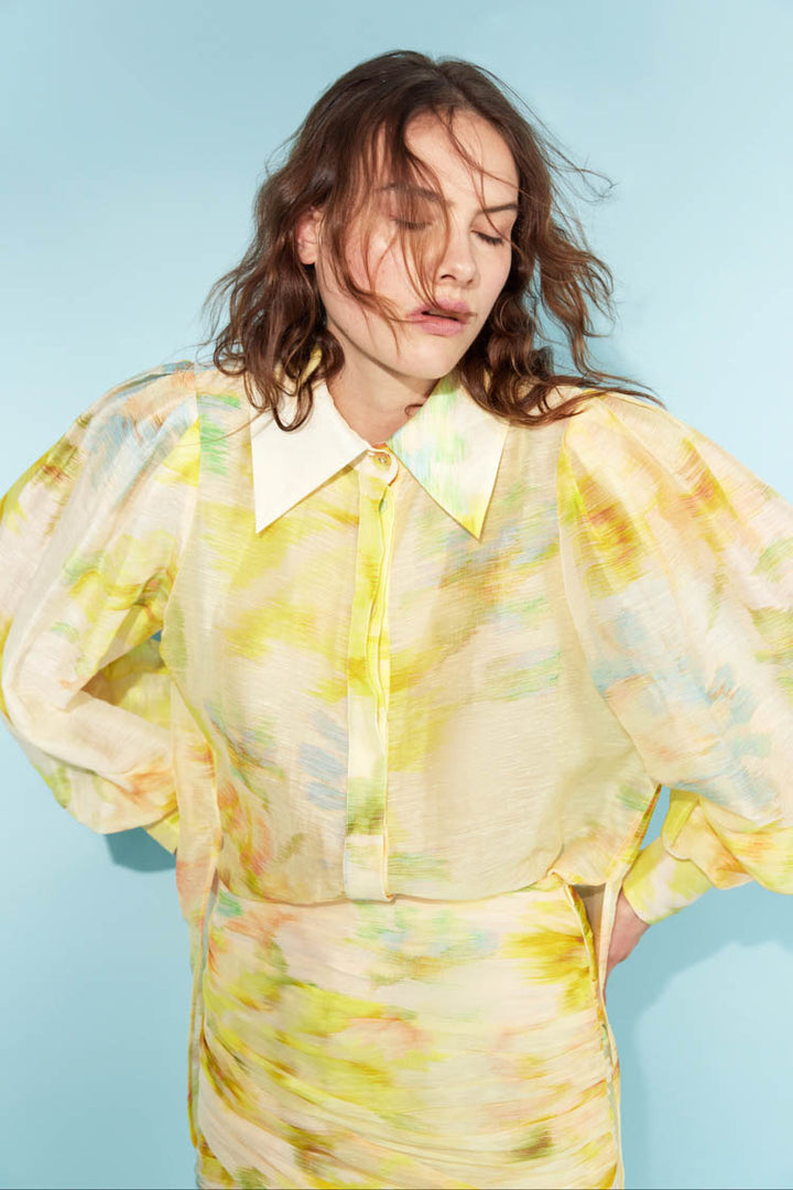 Illuminate Balloon Sleeve Blouse in Zest