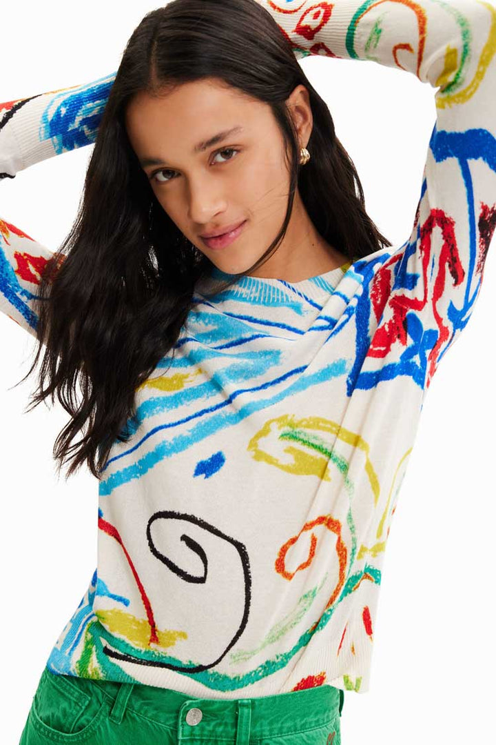 Illustrations Printed Pullover