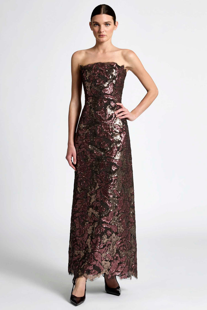 Iman Sequin Gown in Chocolate Plum