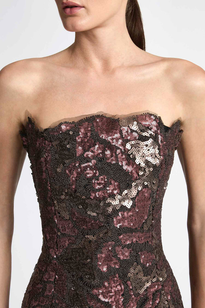 Iman Sequin Gown in Chocolate Plum
