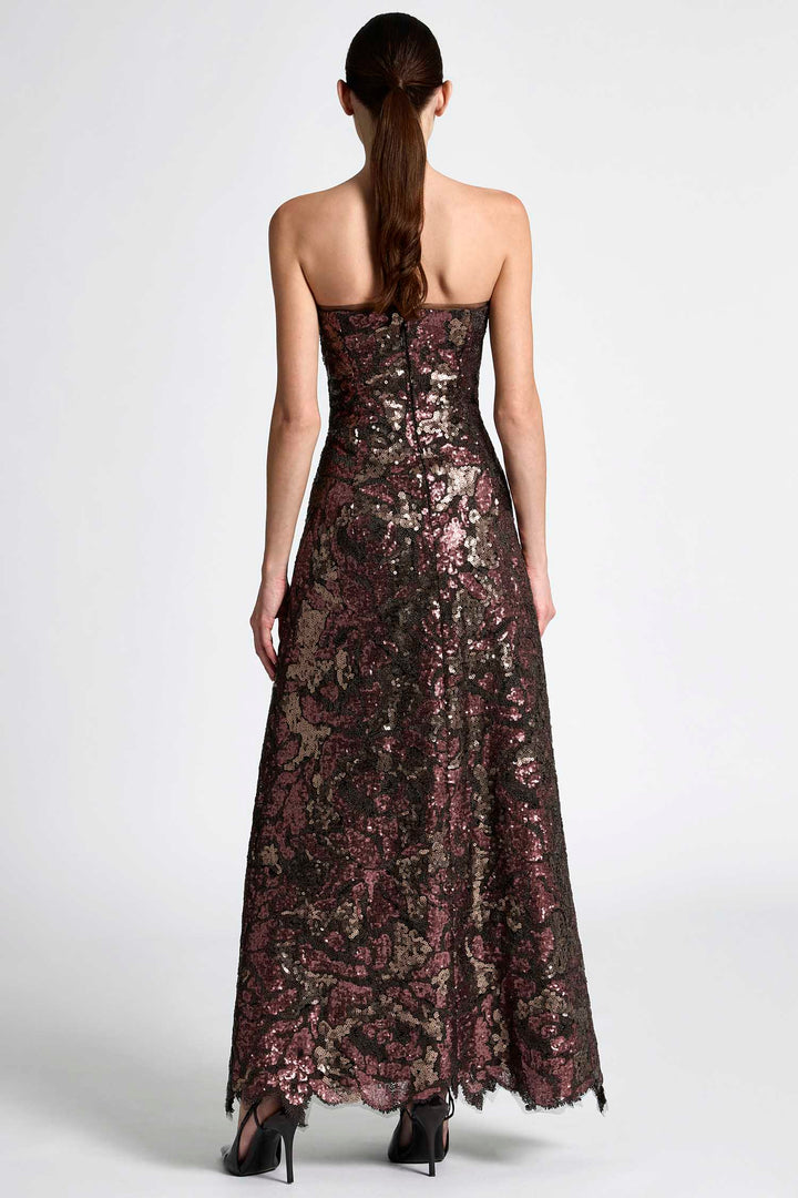 Iman Sequin Gown in Chocolate Plum