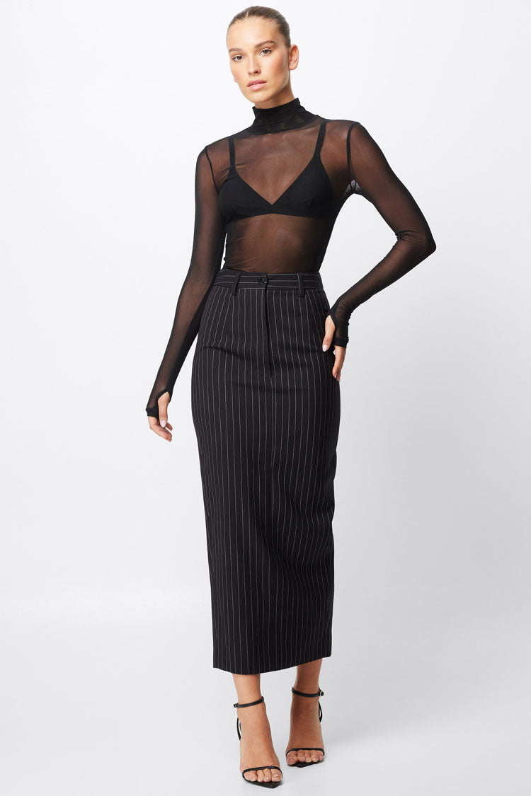 In Denial Column Skirt in Pinstripe