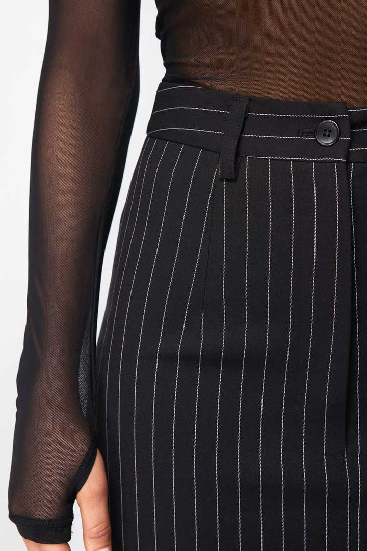 In Denial Column Skirt in Pinstripe