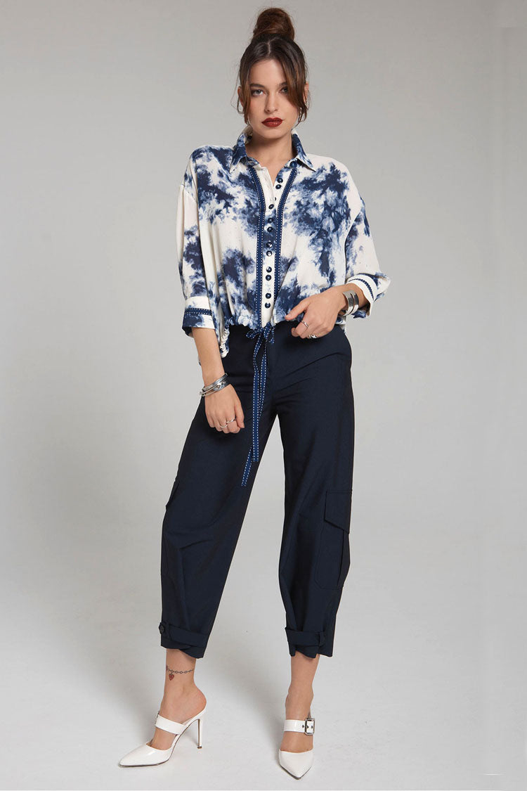 Infinite Imprint Top in Indigo Tie-Dye