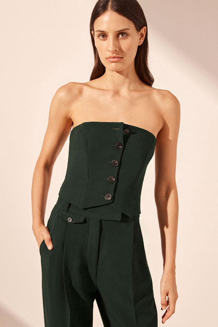 Irena High Waisted Tailored Pant in Deep Forest