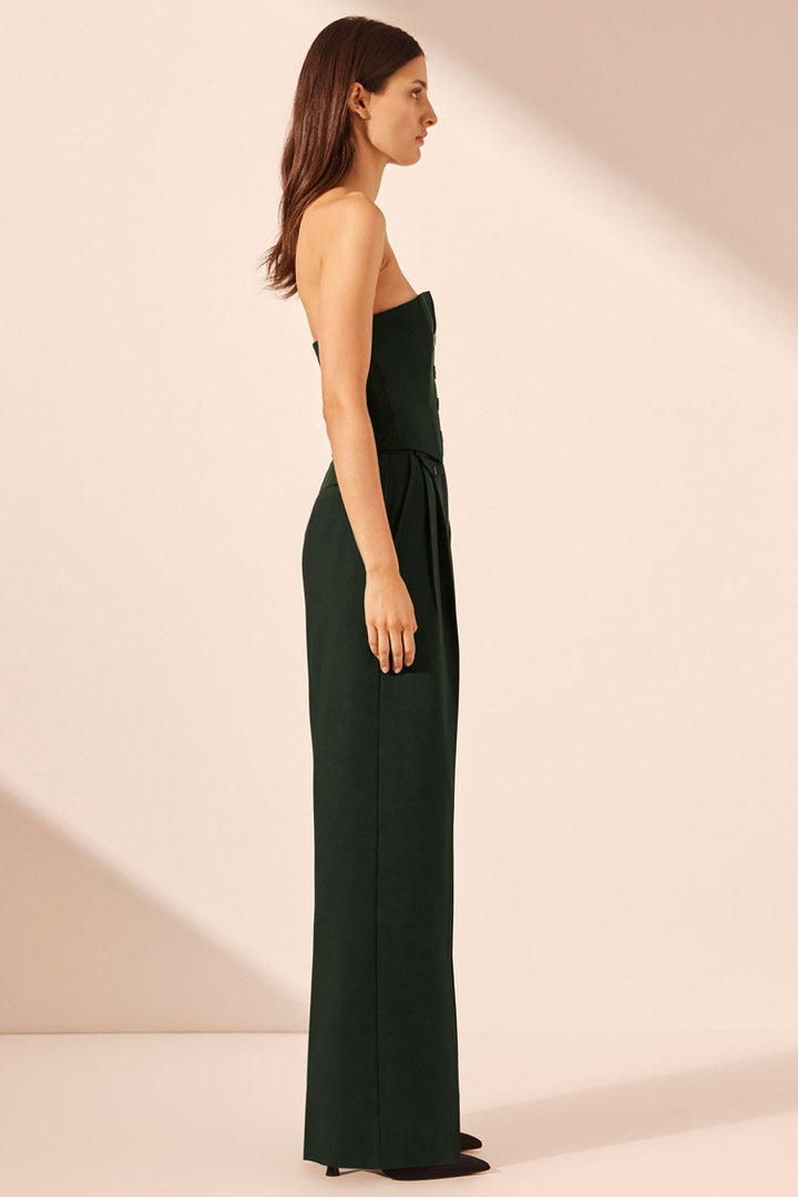 Irena High Waisted Tailored Pant in Deep Forest