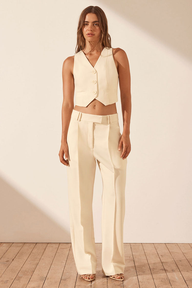 Irena Low Rise Slouch Pant in Rice