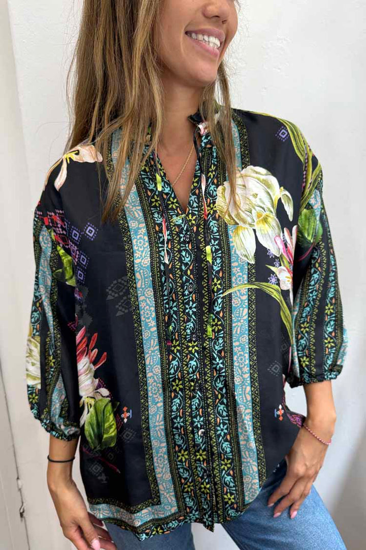 Iris Whisper Elda 3/4 Sleeve Button Down Shirt