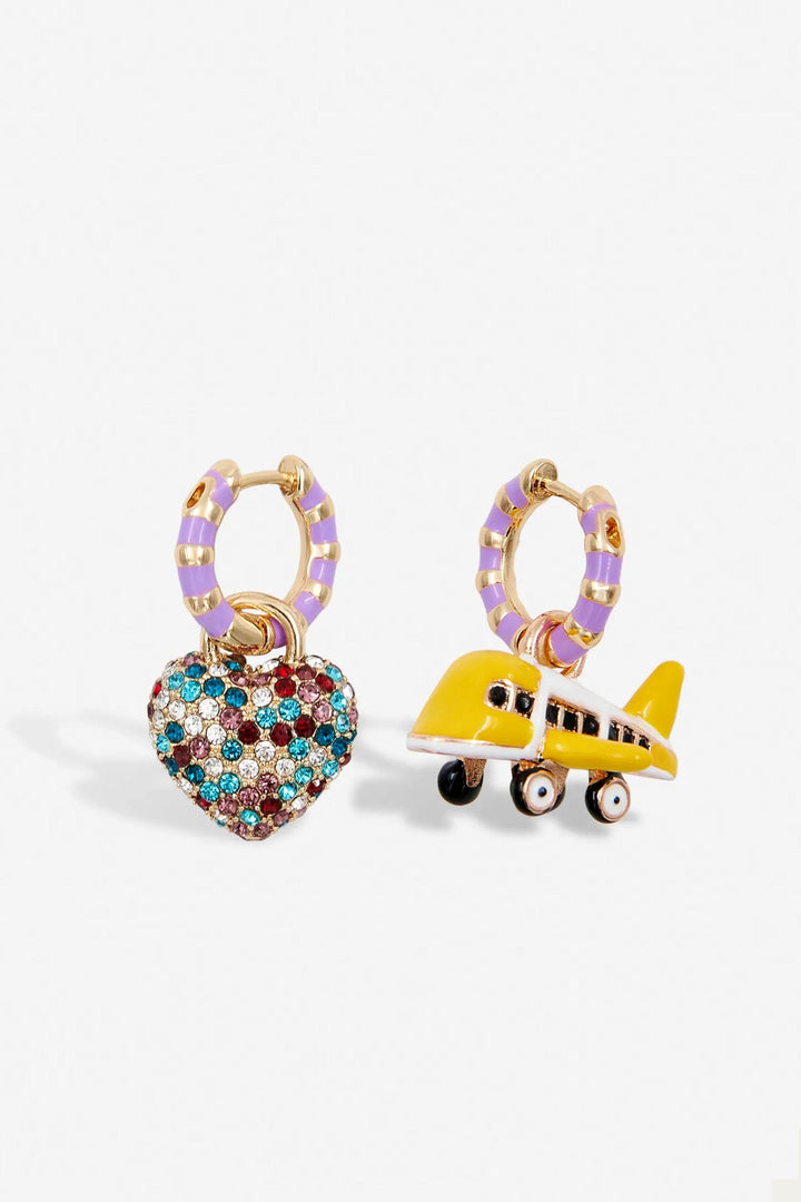 Irnaud Hoop Earrings - Plane & Heart