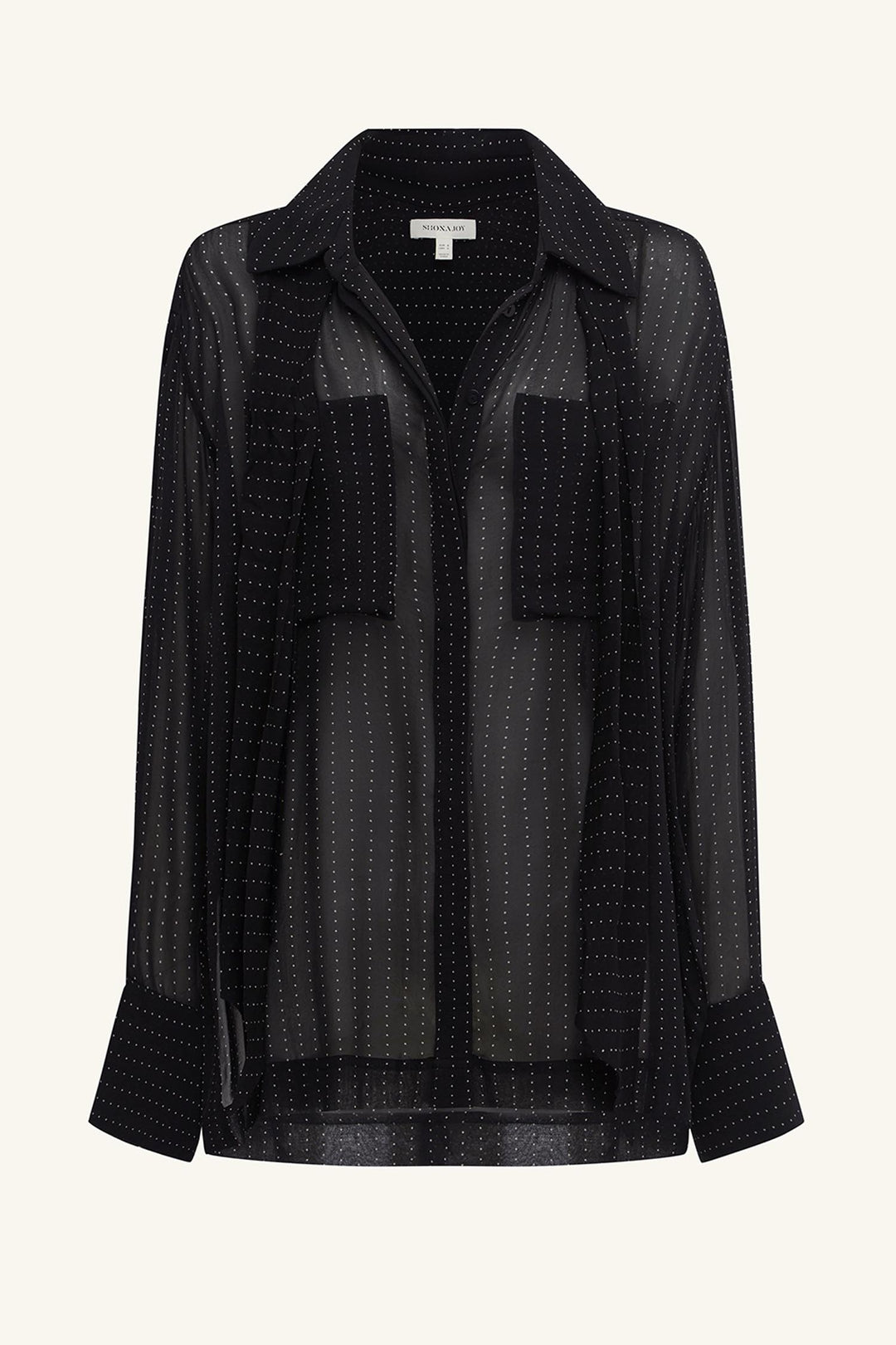 Irving Polka Dot Sheer Shirt in Black Polka Stripe