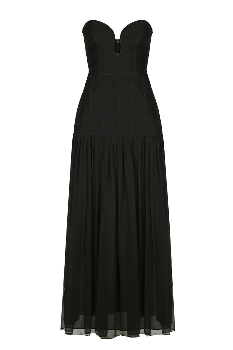 Isola Strapless Ruched Midi Dress