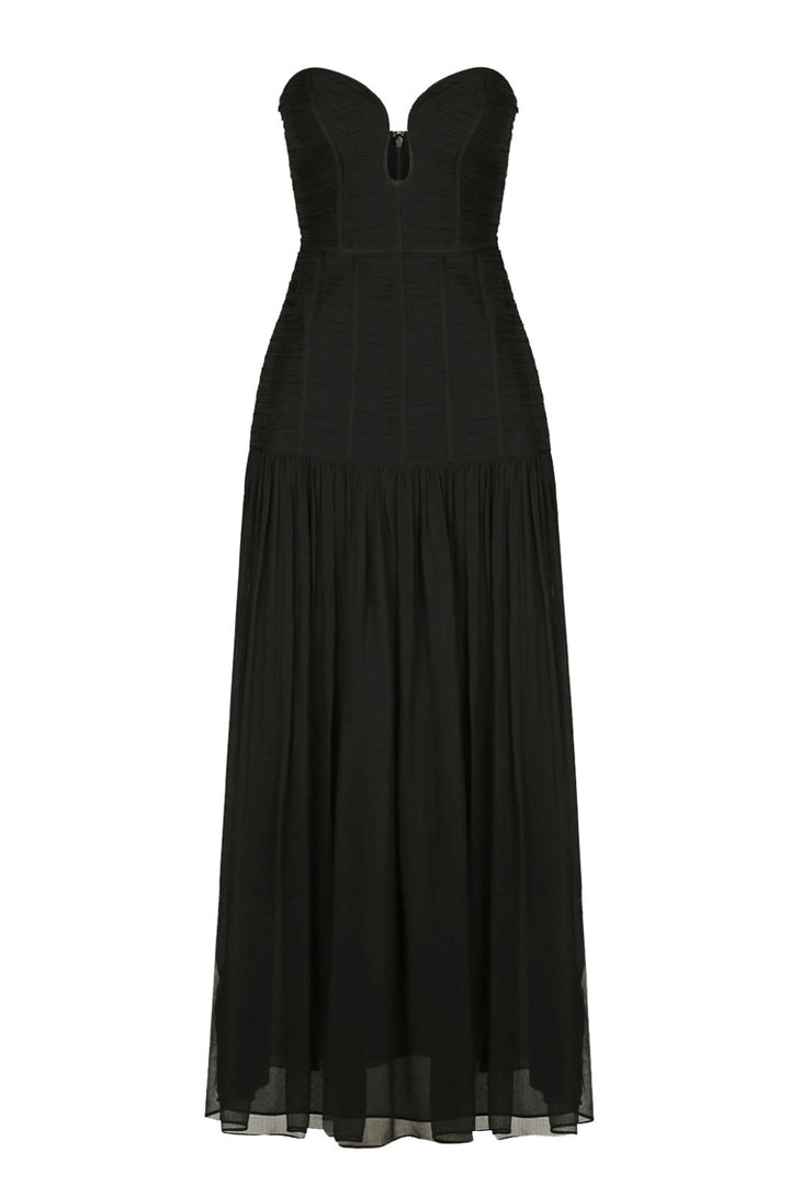 Isola Strapless Ruched Midi Dress