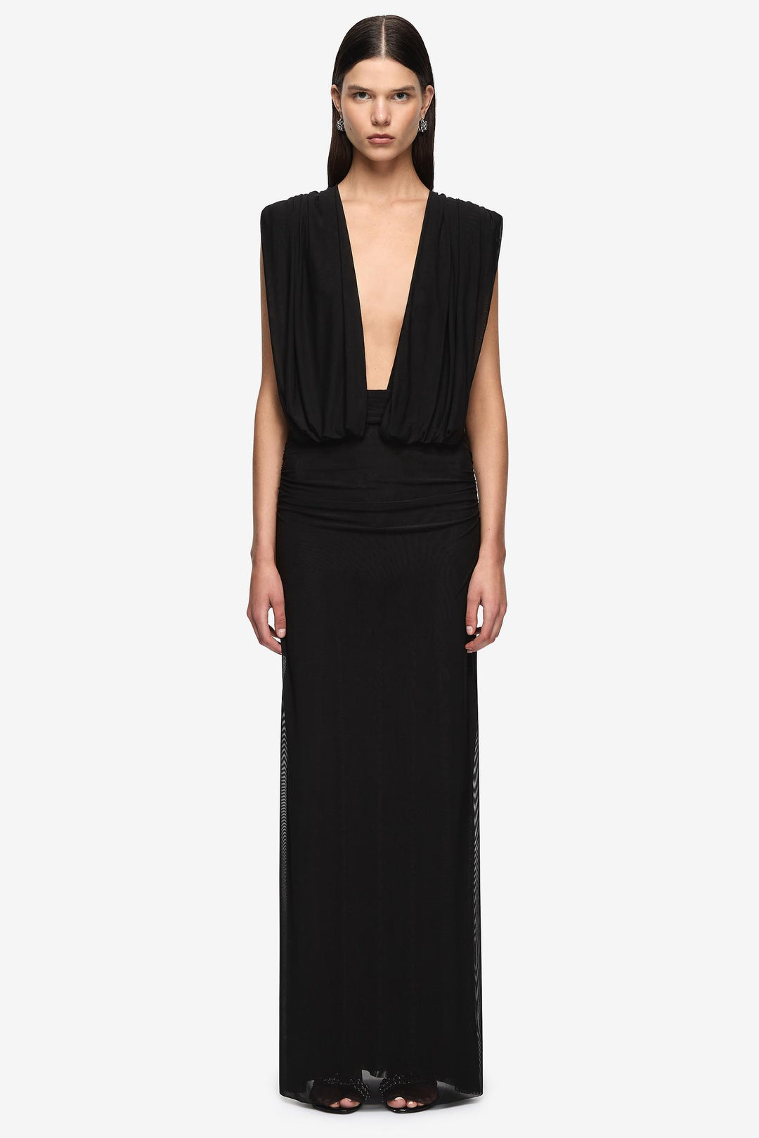 Isora Drape Maxi Dress in Black
