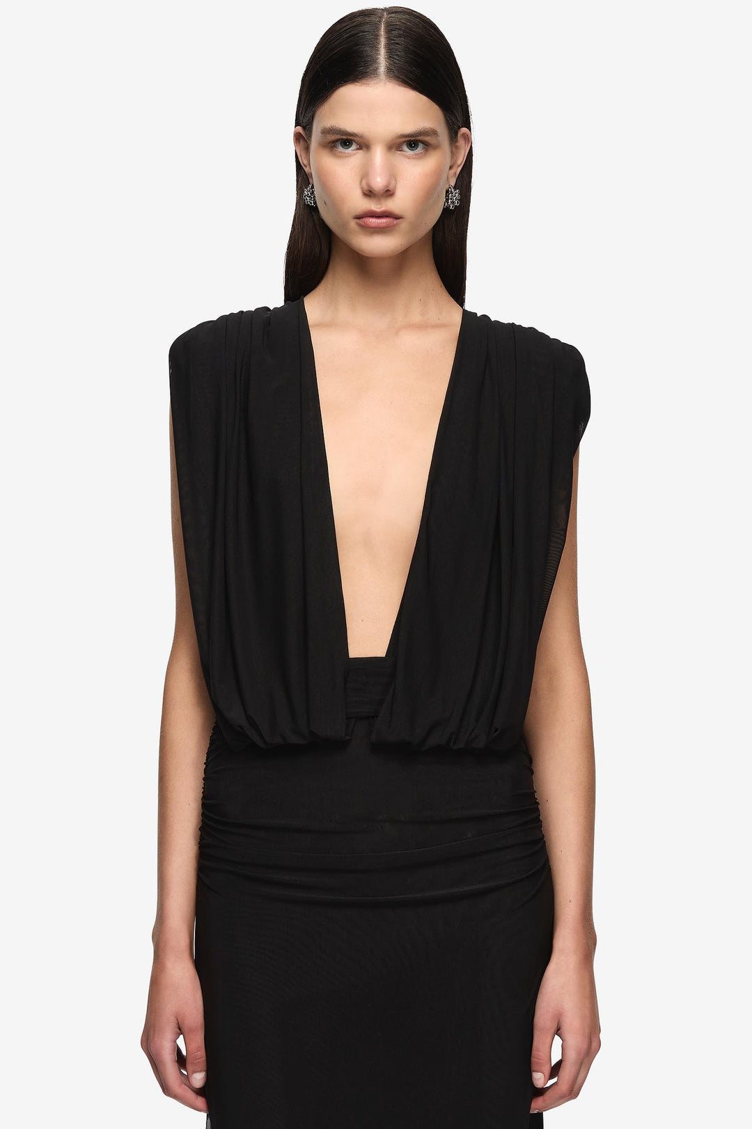 Isora Drape Maxi Dress in Black