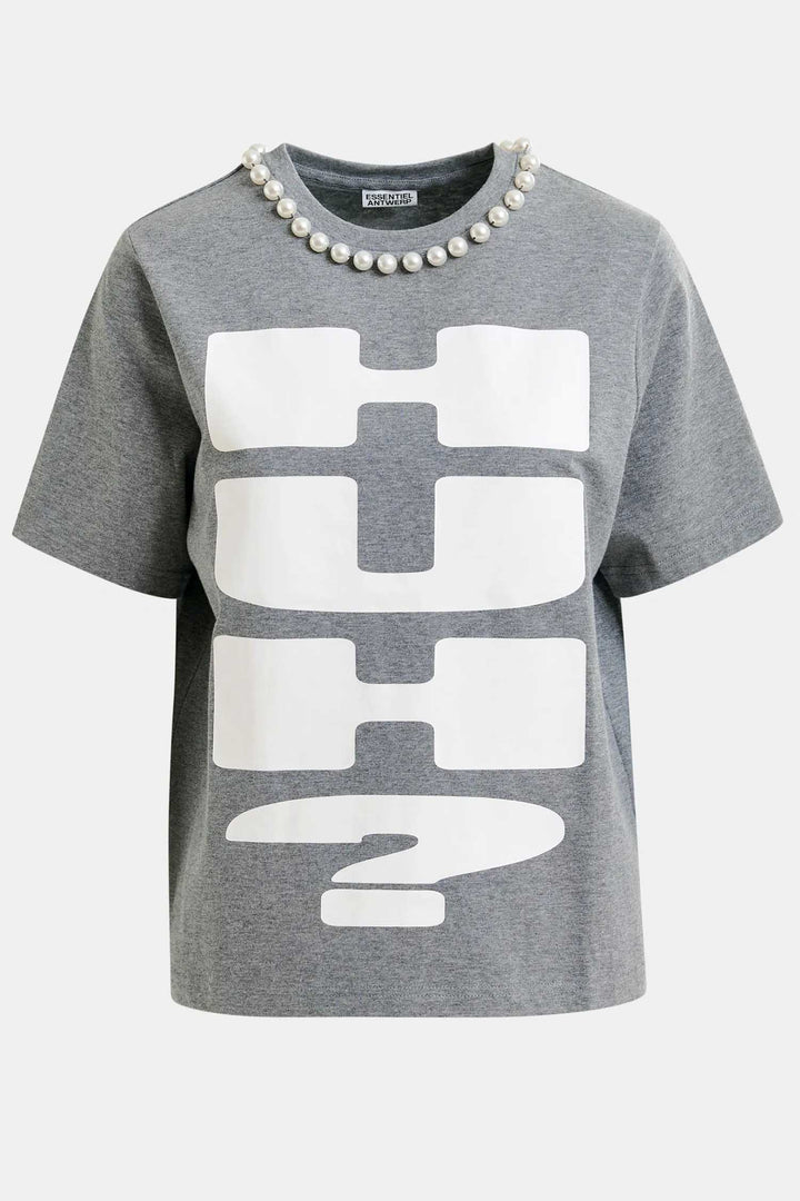 Isos HUH T-shirt w Pearl Beads in Shadow